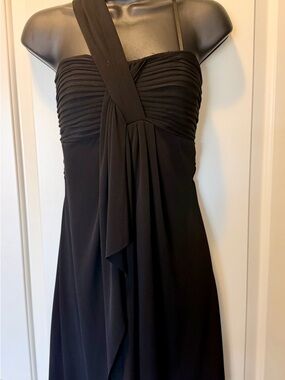 Max & Cleo Black One-Shoulder Pleated Bodice Maxi Dress